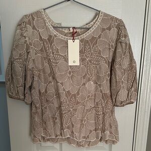 Solitaire Floral Lace embroideredTop in Cream